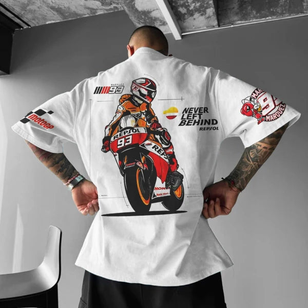 Unisex Oversized Motorcycle Racing No.93 Graphic Print T-Shirt