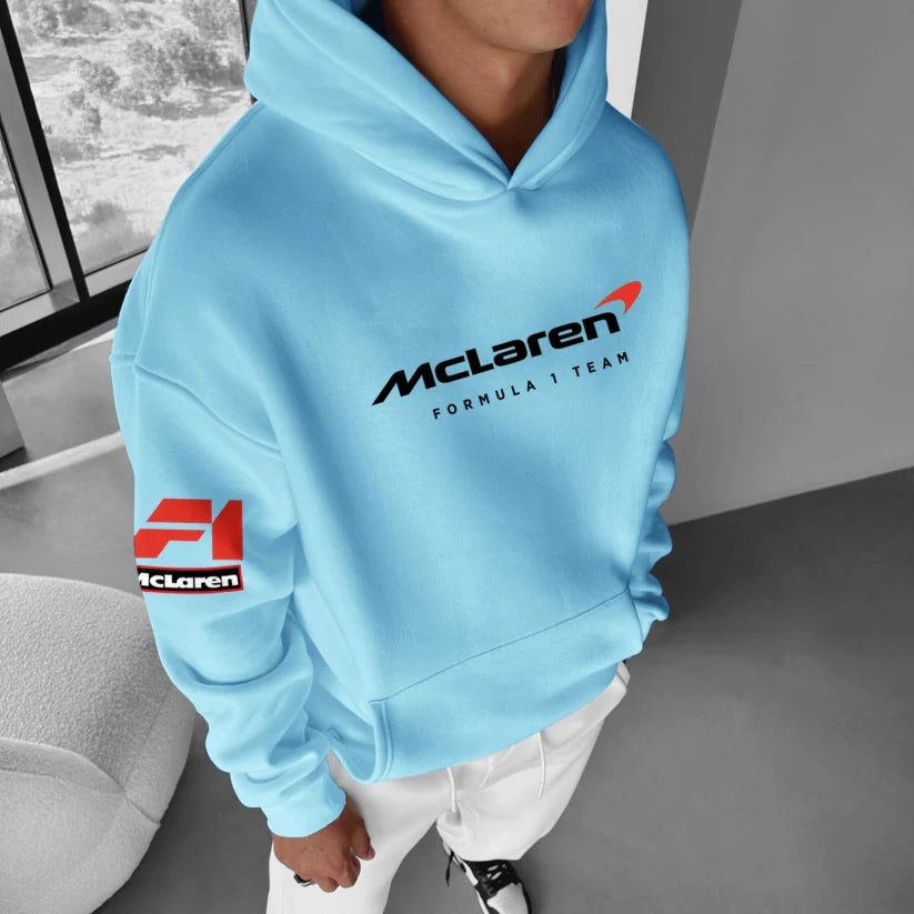 Oversize F1 Racing Graphic Print Hoodie
