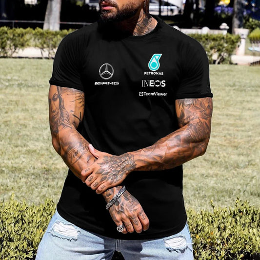 Men's Casual Racing Print Tight Fit T-Shirt