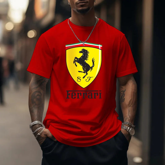 Unisex Loose Comfort Racing Print T-shirt