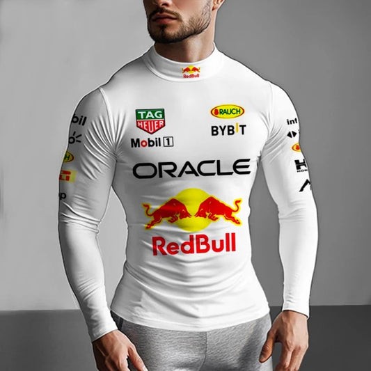Unisex Racing Style Print Slim Fit Compression Long Sleeve T-Shirt
