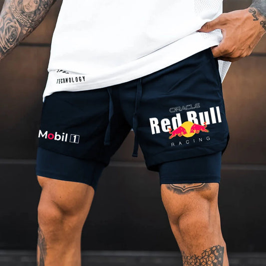 Racing Print Double Layer Shorts